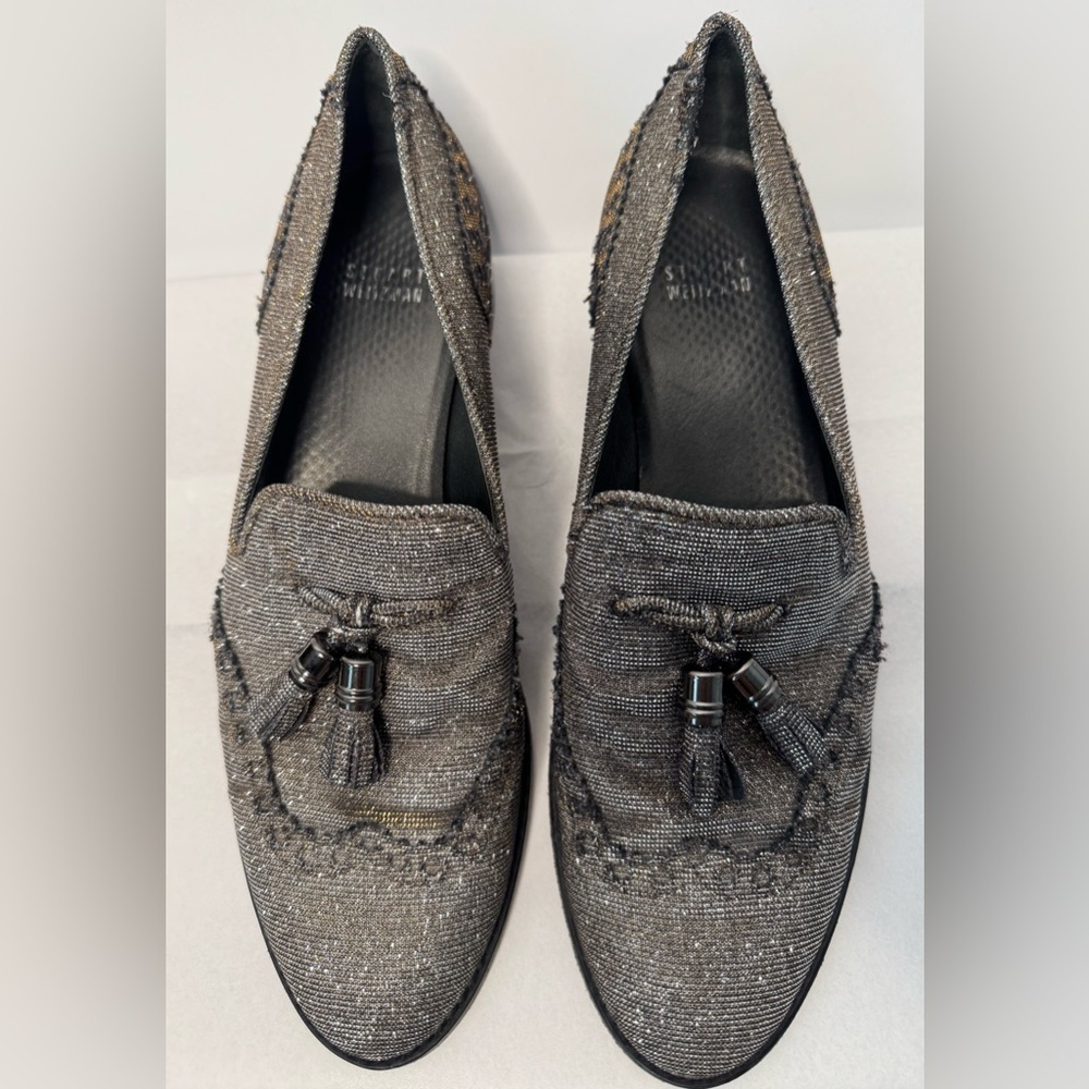 Stuart Weitzman Guy Thing Metallic Lurex Tassel Loafers - Picture 4 of 15